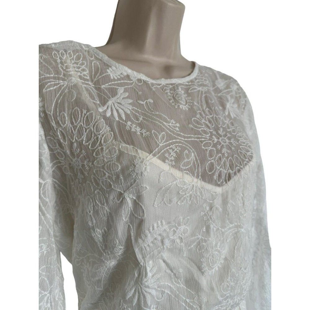 Modcloth “Just The Beginning” White Maxi Dress Lace Long Sleeve Size Large NWT - Picture 4 of 16